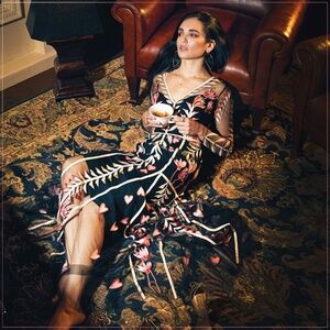 New $4990.00 Temperley London Rosy Cyclamen Embroidered Runway Gown